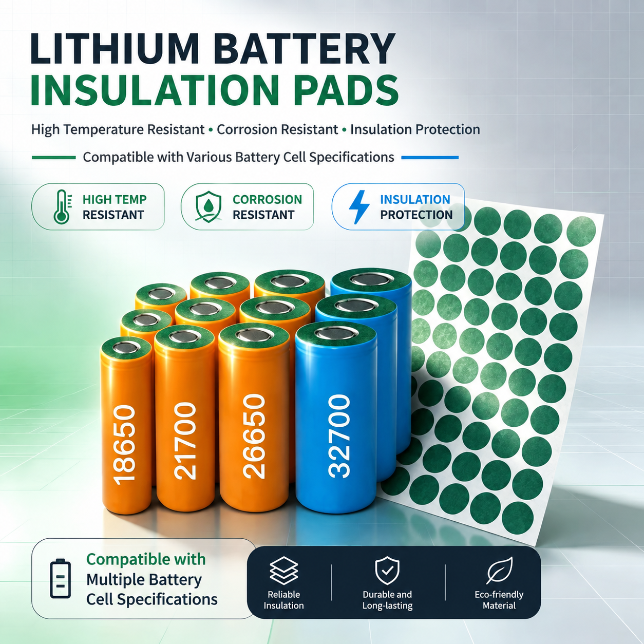 Single-Sided Adhesive Fish Paper Insulation Pad for Lithium Battery Cells 18650 21700 26650 32650
